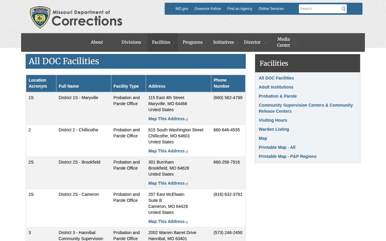 Bates County parole and probation District 5 office listing